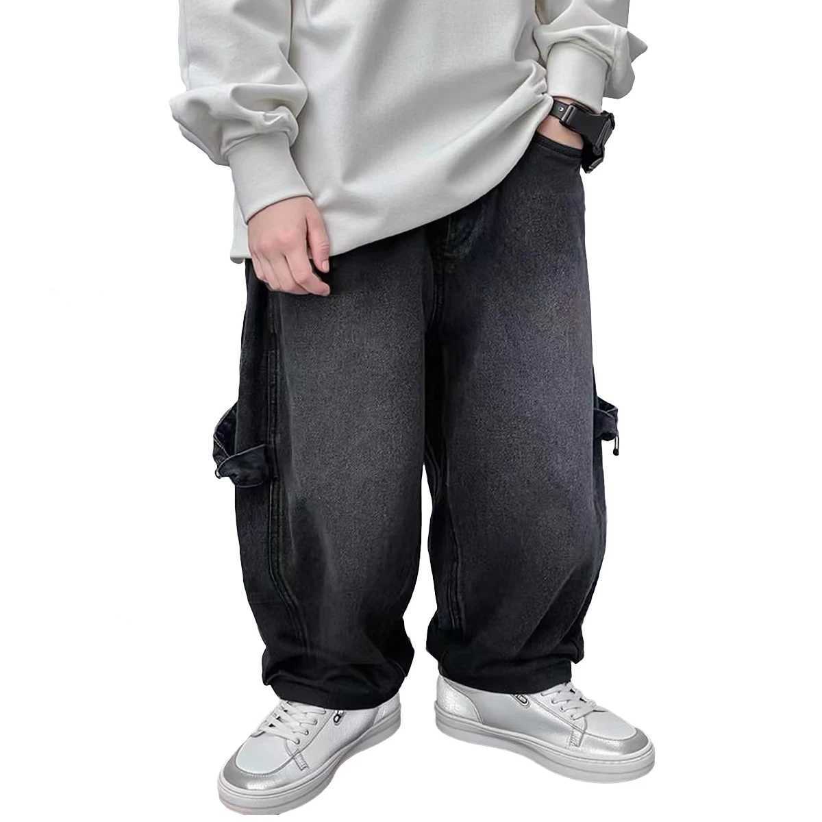 Cool and smooth boys winter street jeans wool lining childrens thick Corduroy denim pants street clothing childrens fashionable hot pants Z250220