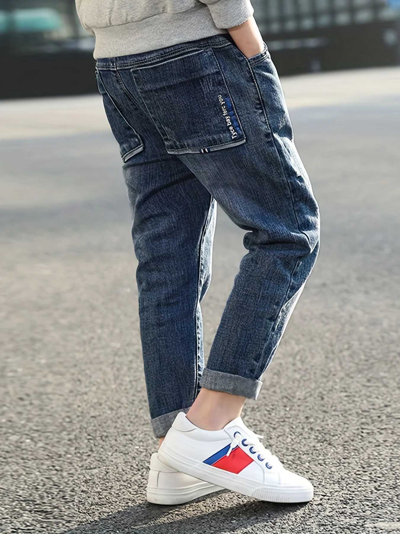 IENENS Kids Boys Jeans Baby Slim Fit Pants Children Denim Clothing Boy Casual Wear Bottoms Fashion Trousers 5-11 Years Z250220