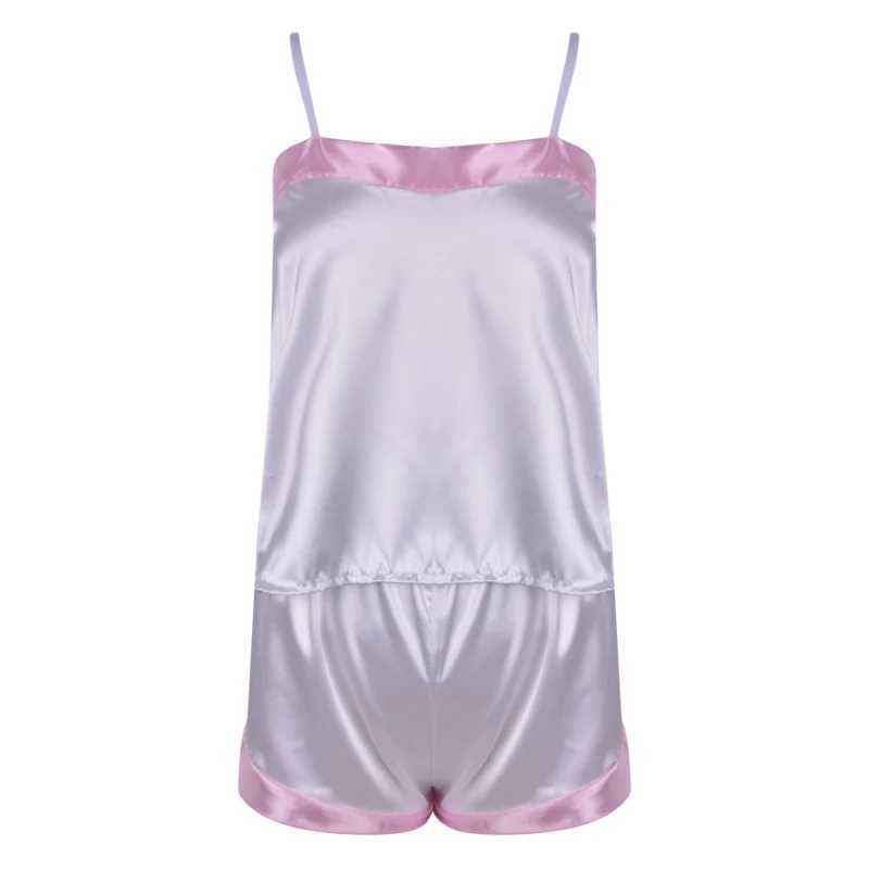 Satin Pajamas Sexy Pijama Nightie Spwear Home Clothes Tops Short Womens Silk Pajamas Solid Color Women Pajama Set 2023 NewXJ250220