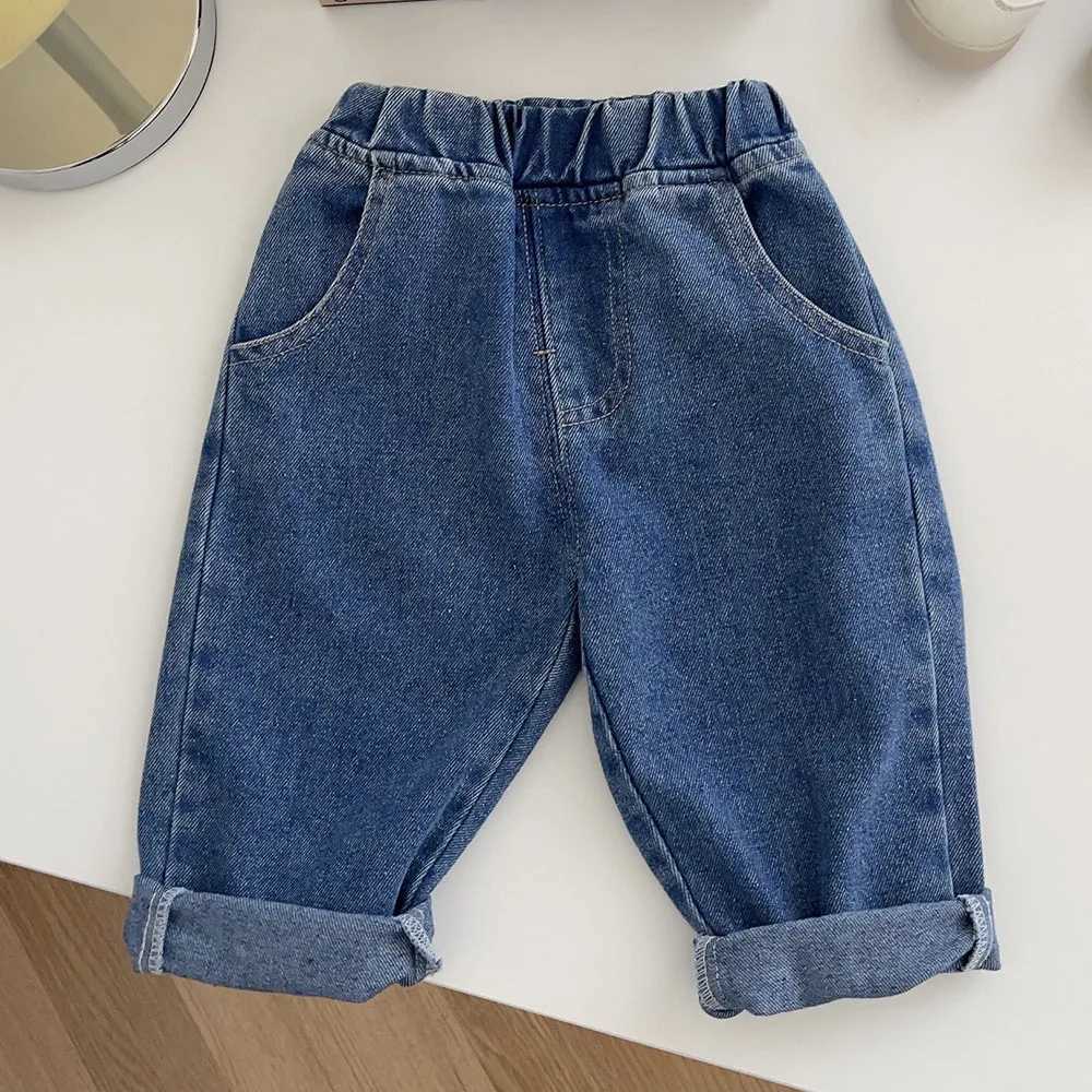 Toddler Boy School Pants Solid Color Spring Autumn Children Clothing Vintage Kids Jeans New Arrival Z250220