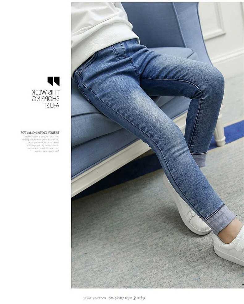 Girls Black Blue Jeans 2021 Autumn Baby Girls Pants Slim Skinny Kids Leggings Cotton Casual Children Girls Clothes 3 10 14 Year Z250220
