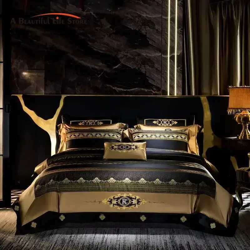 European Style Aristocrat Luxury Embroidery Brocade Egyptian Cotton 4/6/10Pcs Bedding Set Duvet Cover Set Bed Sheet PillowcasesXJ250220