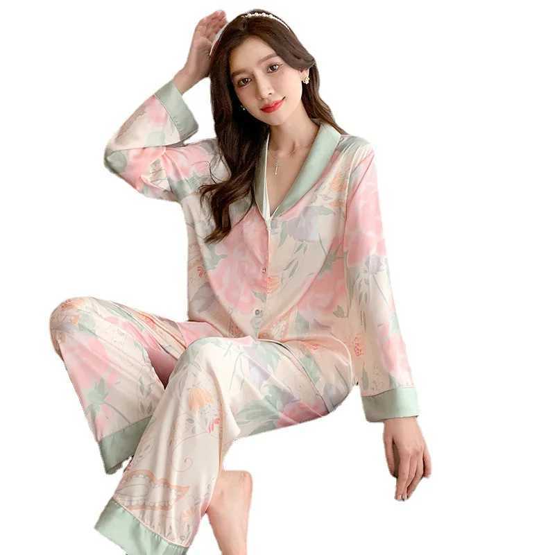 Spring and Autumn Ladies New Pajamas Homewear Two-Piece Fe Summer Thin Silk Sweet Pop Casual Pajamas Homewear SetXJ250220