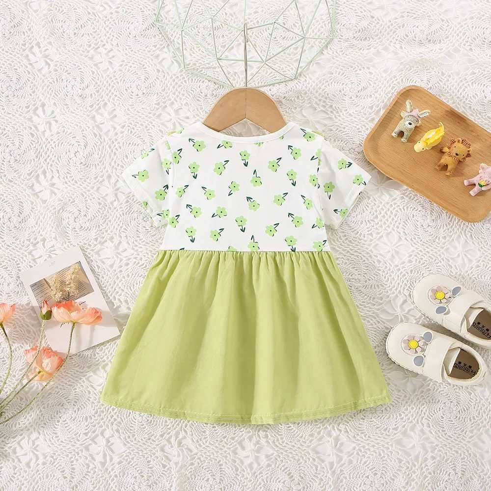 (0-3 Years Old) Summer Baby Girl Cotton Flower Fake Two-Piece Shoulder Strap Dress Girl Cute Short Sleeved Dress X250220