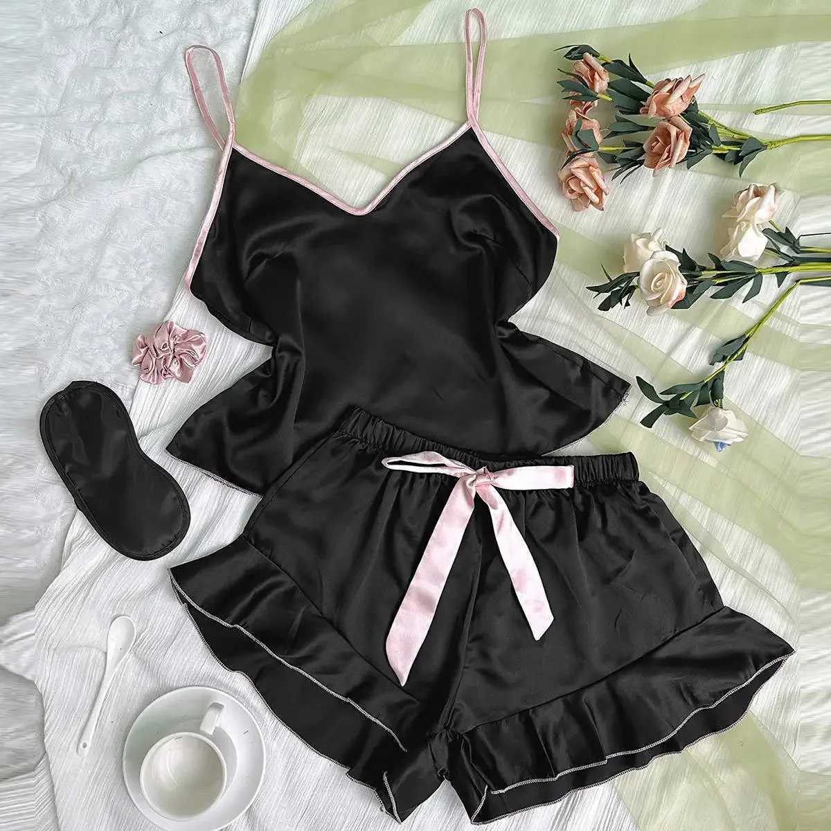 Silk PJs for Women Satin Pajama Set Sexy Lingerie Camisole Nightwear Spwear Comfortable Shorts Set Luxury LingerieXJ250220