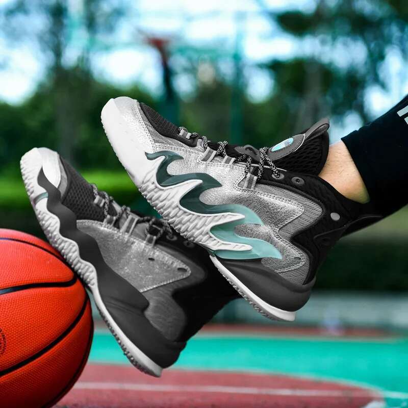 Top-quality Designer Basketball Men Chinese Style Chunky Sneakers Outdoor High-top Sports Fashion Flame Design Walking Shoes