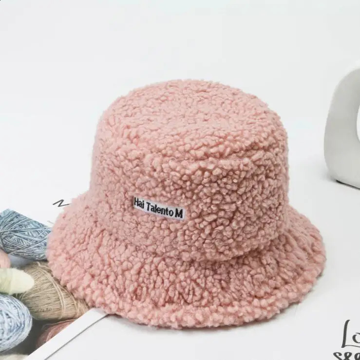 Womens Versatile Net Red Lamb Hair Fisherman Hat AutumnWinter Korean Fashion 250210