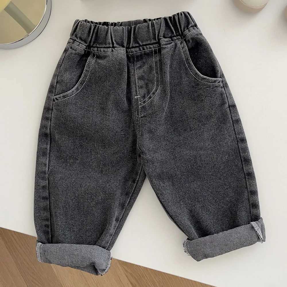 Toddler Boy School Pants Solid Color Spring Autumn Children Clothing Vintage Kids Jeans New Arrival Z250220