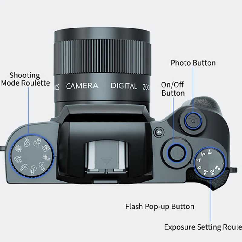 2024 16X Zoom 64MP DSLR HD WIFI Cameras 4.0 Touchscreen 4K Digital for Tiktok Photography Video Live Streaming Vlogging Z250220