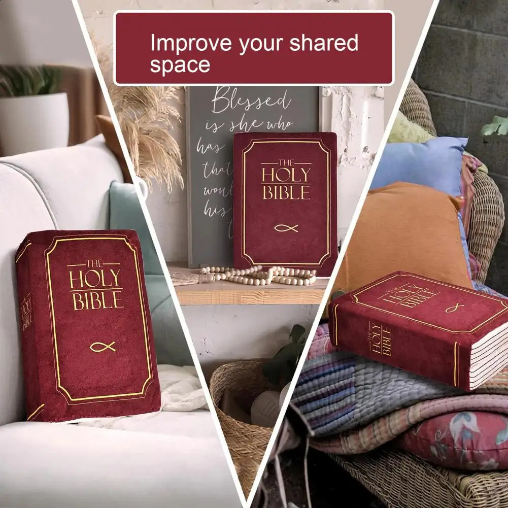 Book shaped pillow istic Bible plush book throw pad durable skin friendly Christian home accent sofa decoration 250109