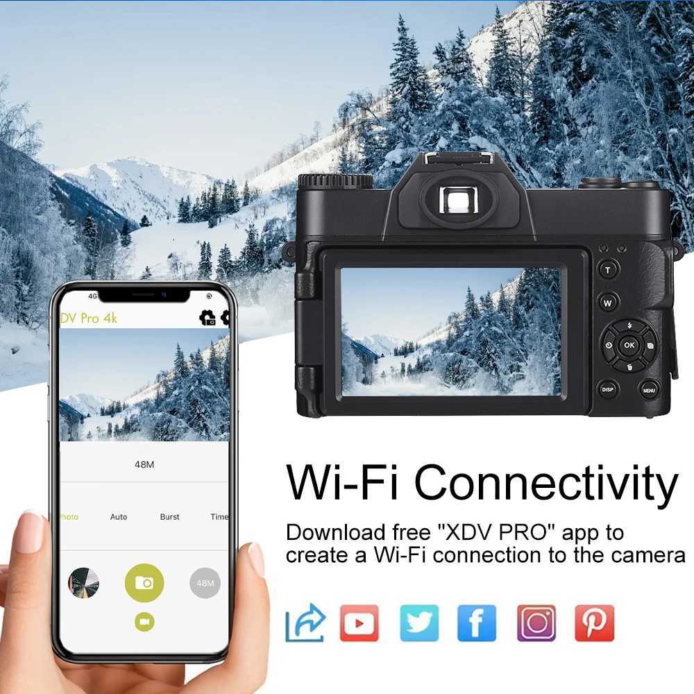 Digital Camera 4K 48MP WIFI 16X Digital Zoom Camcorder 3 Inch Flip Screen Recorder Web Cam Vintage Vlog Video Recorder YouTube Z250220