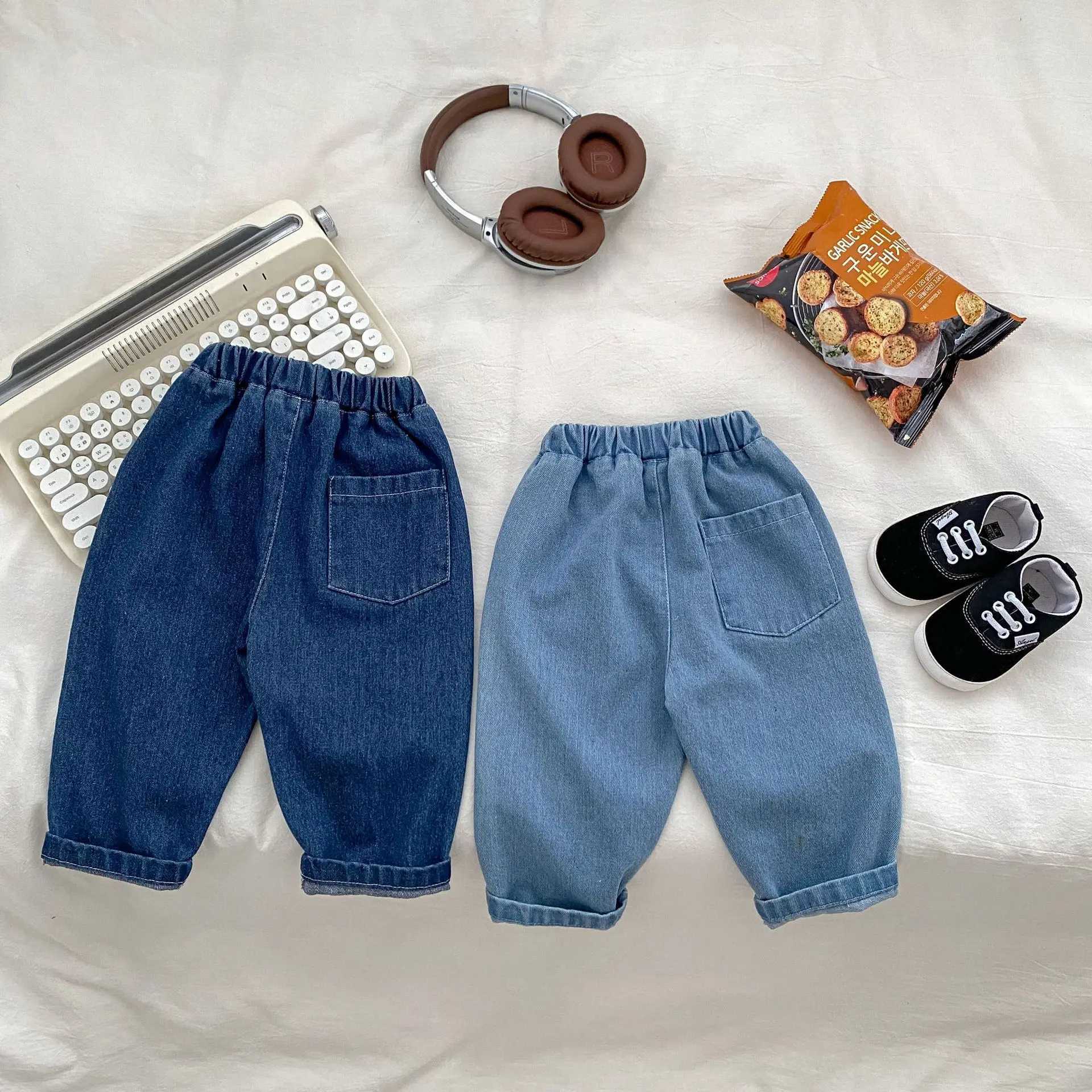 2024 Autumn New Children Denim Trousers Toddler Girl Casual Pants Infant Boys Jeans Kids Clothes Casual Pants Z250220