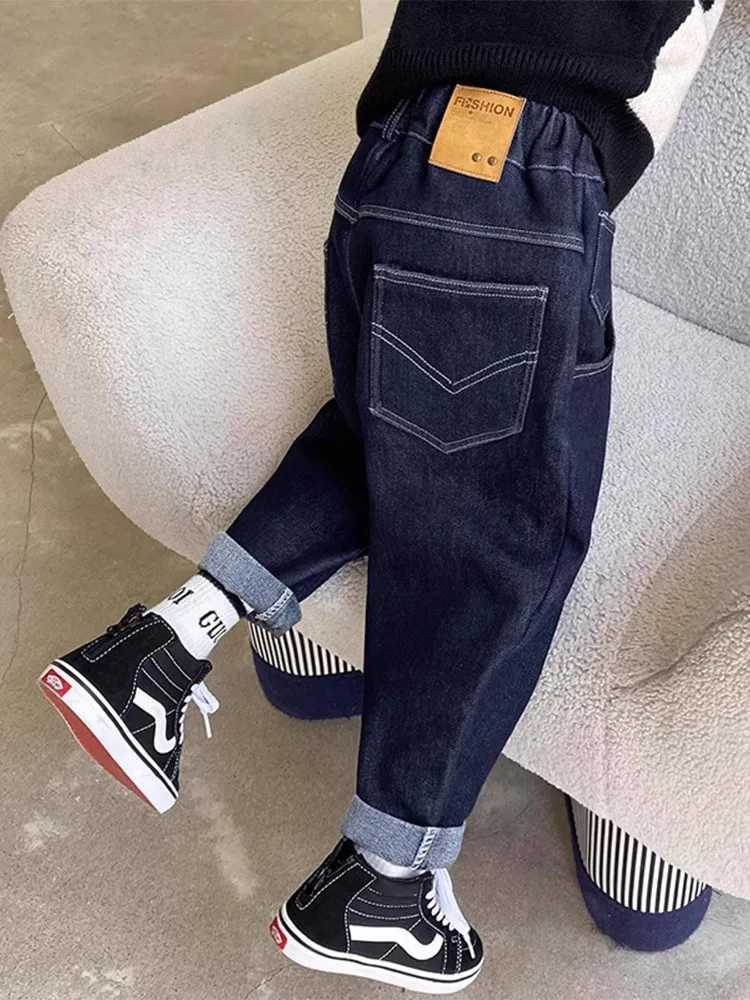 Boys Elastic Waist Jogger Jeans 2024 Spring Autumn New Straight Denim Pants Big Kids Casual Clothes 4 6 8 10 12 14Years Z250220