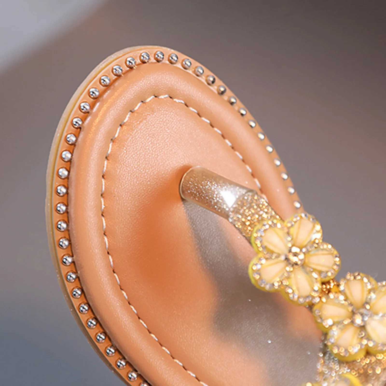 1~7year Kids Shoes Summer Girls Sandals Floral Crystal Bling Flip Flop Shoes Sandals Toddler Infant Baby Girl Princess SandalsXJ250221