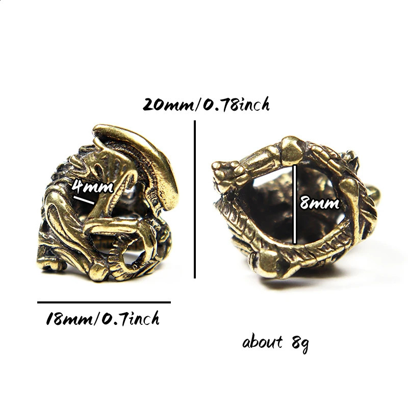 Brass Alien Figures Paracord Beads Woven Lanyard DIY Pendant Jewelry Accessory Metal Charms for Bracelet EDC Survival Knife Bead 250213