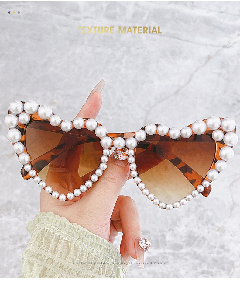 2025 Top selling Heart shaped Pearl Sunglasses, Personalized and Versatile Heart shaped Likes, Internet Celebrities, Luxurious and Sweet Love Sunglass