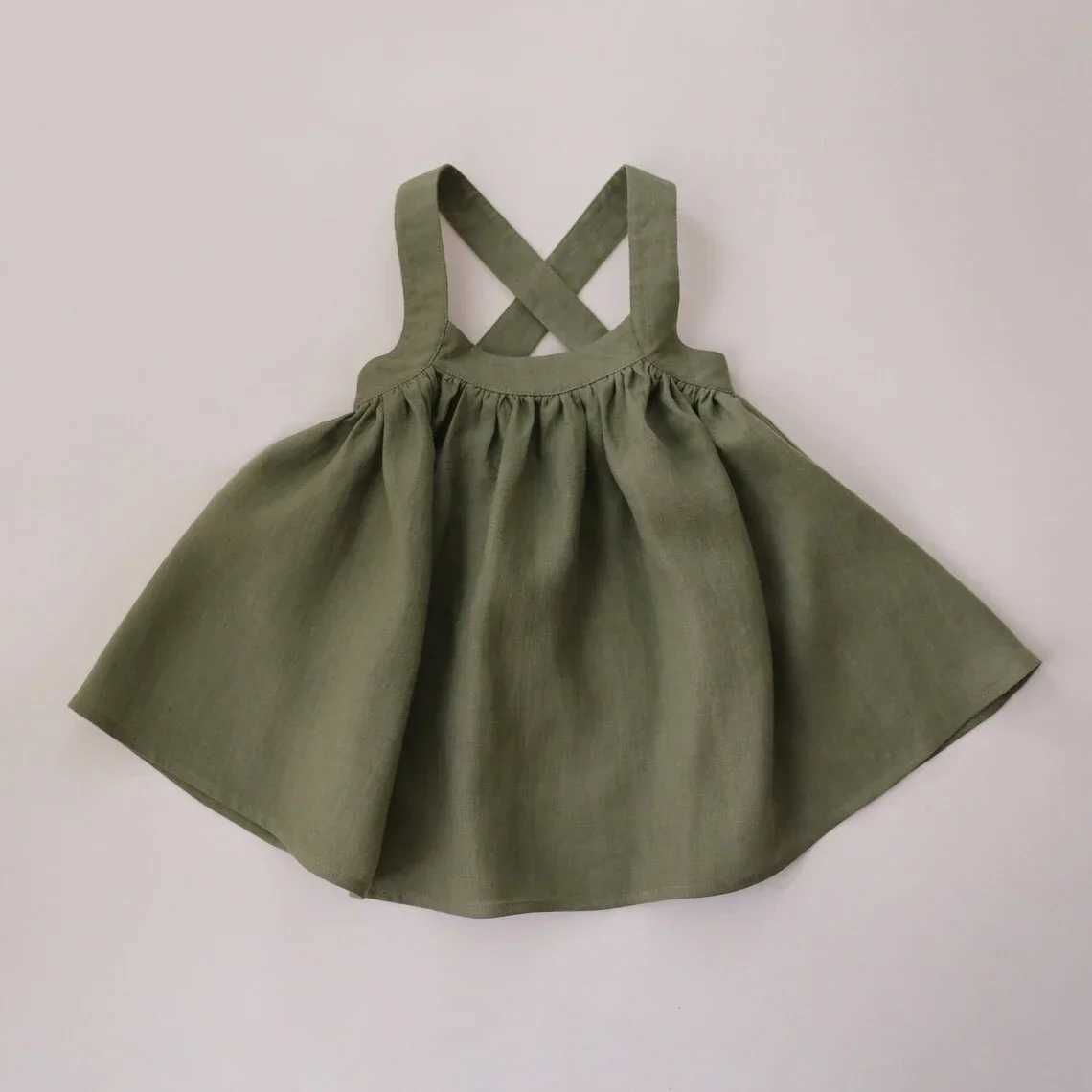 Vintage Baby Girl Strap Dress Linen Cotton Kids Dress Spring Toddler Girl Bohemian Dress For 0-5 Yrs Baby Girl Clothes Summer X250220