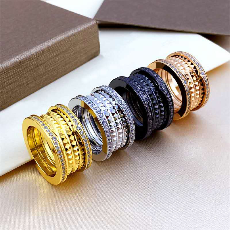 Anello Classico Per Coppia Di Cristalli Anello Di Diamanti Di Moda Con Bordo Ne…