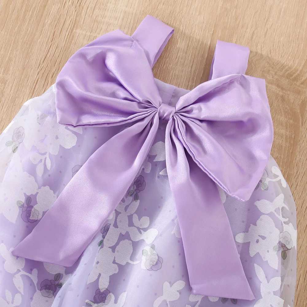 Summer Baby Dress Fashion Flower Printed Gauze Princess Dress Lovely Big Bow Toddler Girl Dress X250220