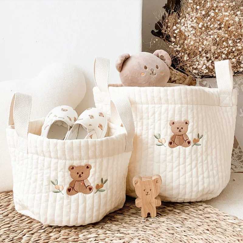 INS Baby Bags Cute Bear Embroidery Diaper Bag Caddy Nappy Cart Storage Mummy Maternity Bag for Newborn Diapers Toys Organizers X250220