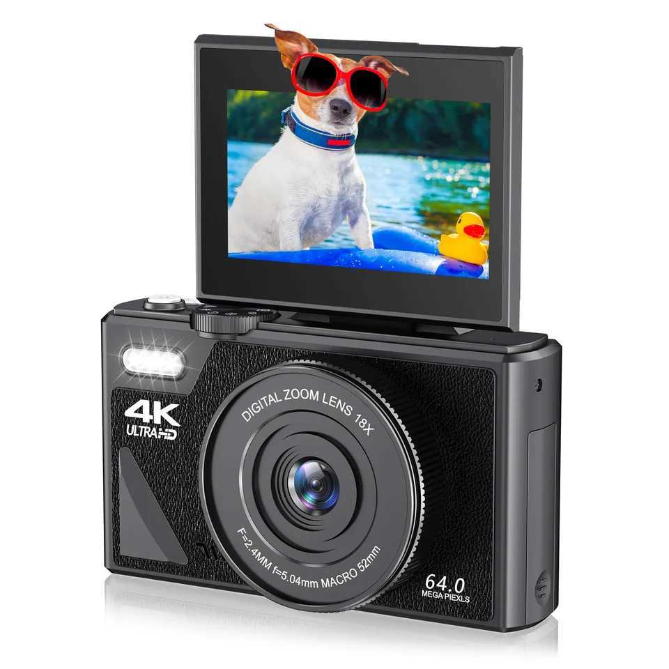 18X digital zoom camera for photography 4K YouTube Vlog video camera with 3-inch flip screen shock resistant selfie camera Z250220