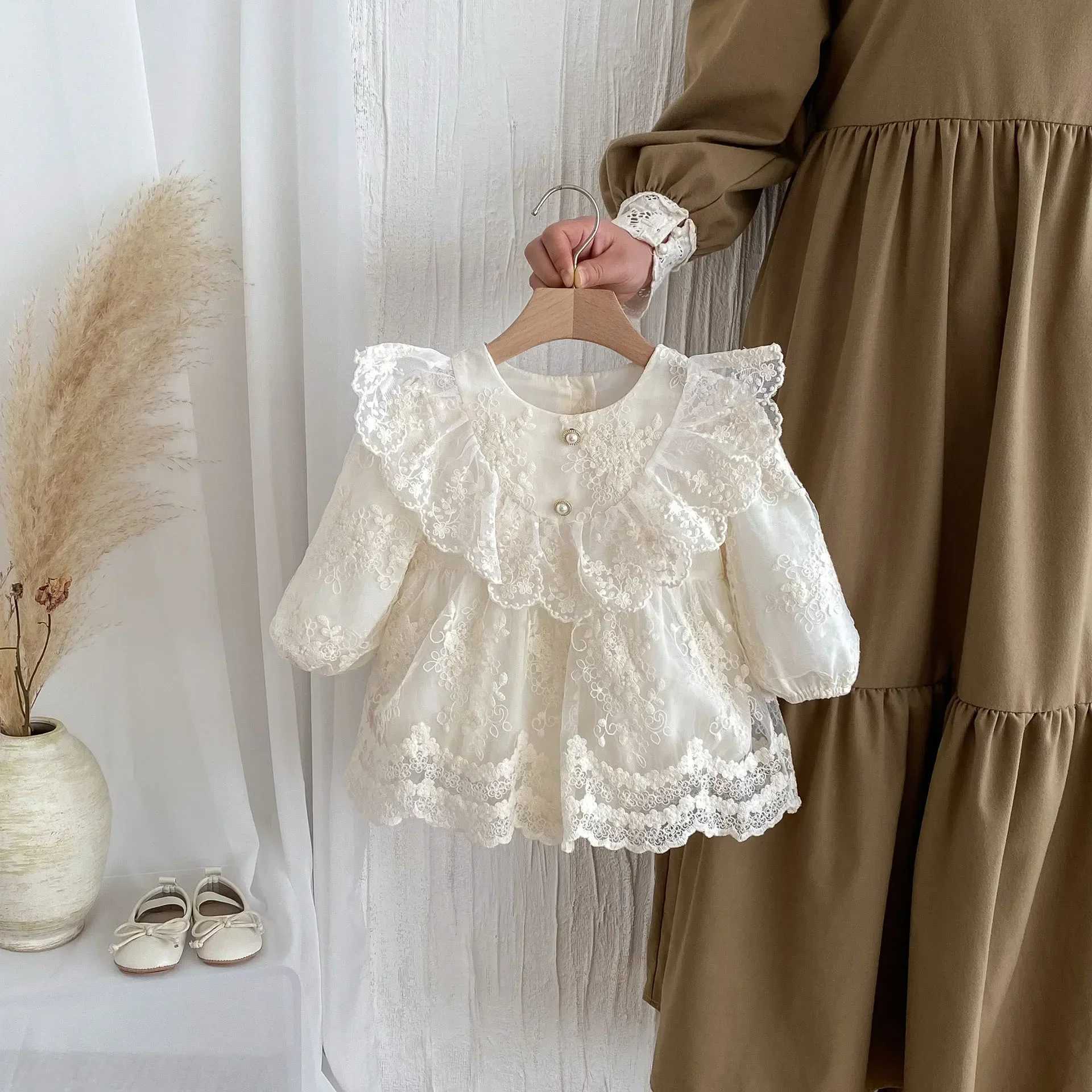 4055-1 Baby Clothes Bag Fart Clothes 2024 Autumn Korean Baby Girls Romper Dress Princess Climbing Clothes X250220