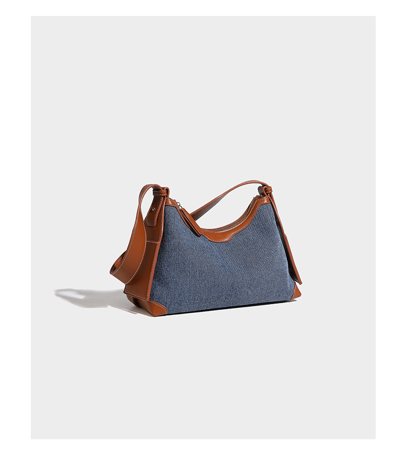 Chic Large Volume Denim Crossbody Bag - Sleek Pillow Design for Everyday Use