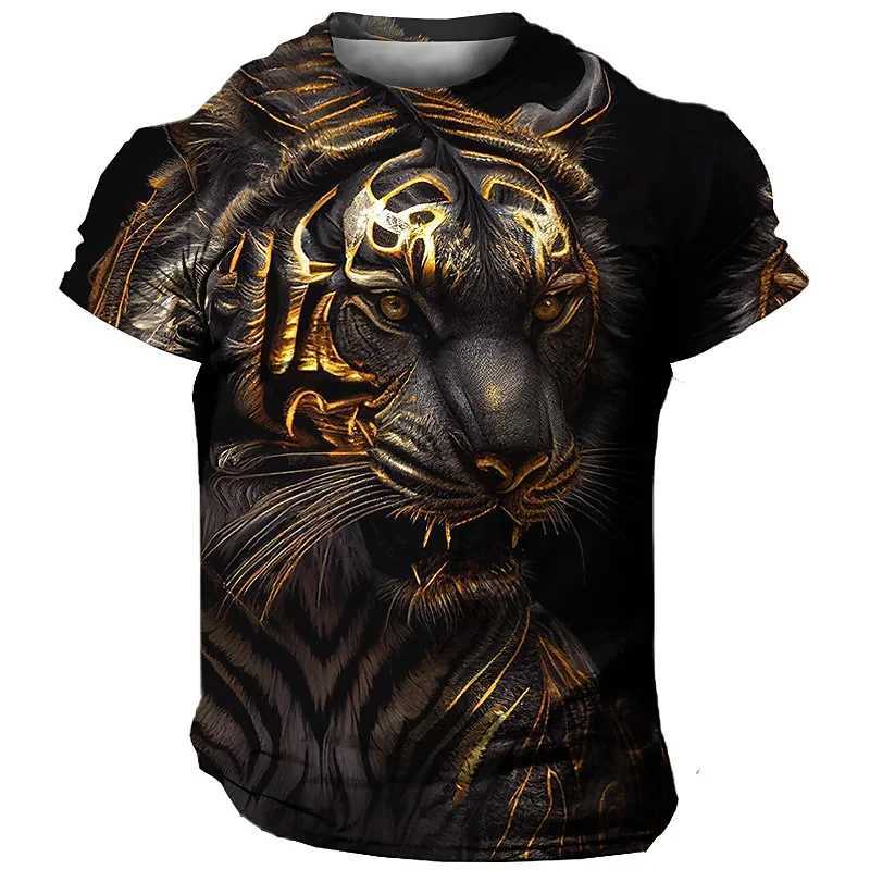 Oversized Mens T-Shirt 3D Tiger Print Tees Tops Summer Casual Mens Animal Pattern T Shirt Streetwear Quick Dry Fashion Clothes W250220