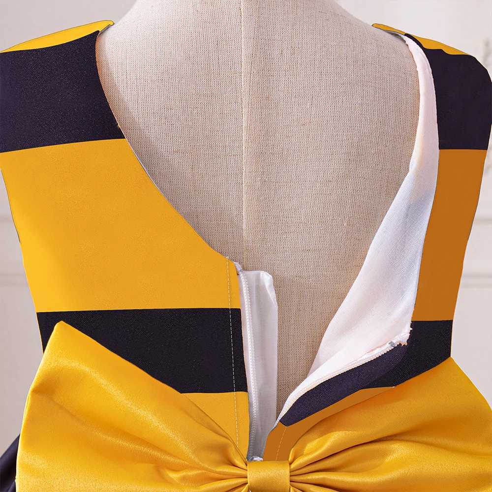 Yellow Bee Tutu ParTY Dress for Baby Girl Kids Bee Stripe Summer Casual Dress CHIldren Bow Daily Holiday Dress Girls Wear X250220
