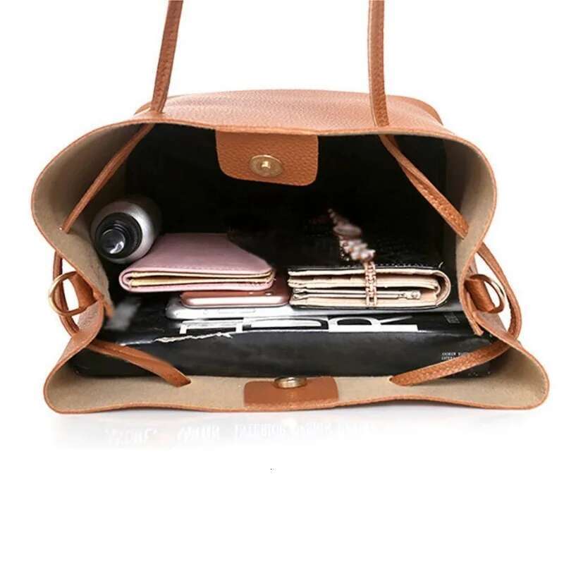 Women's Bags 4Pcs Women Pattern Leather Handbag+Crossbody Bag+Messenger Bag+Card Package