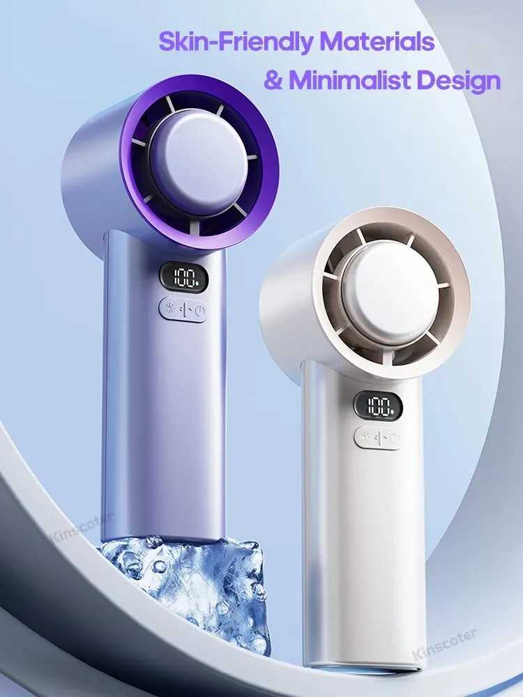 Electric Fans KINSCOTER Portable Handheld Turbofan with 100 Wind Speed Adjustable Mini Personal Fan Battery Powered Electric Eyelash Fan H250220