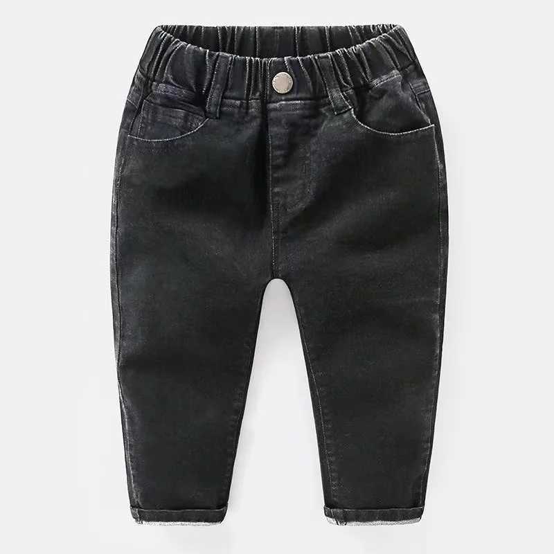 Boys Jeans 2024 Spring and Autumn New Sle Western Sle Childrens Elastic Jeans Boys With Plush Loose Thin Pants Z250220