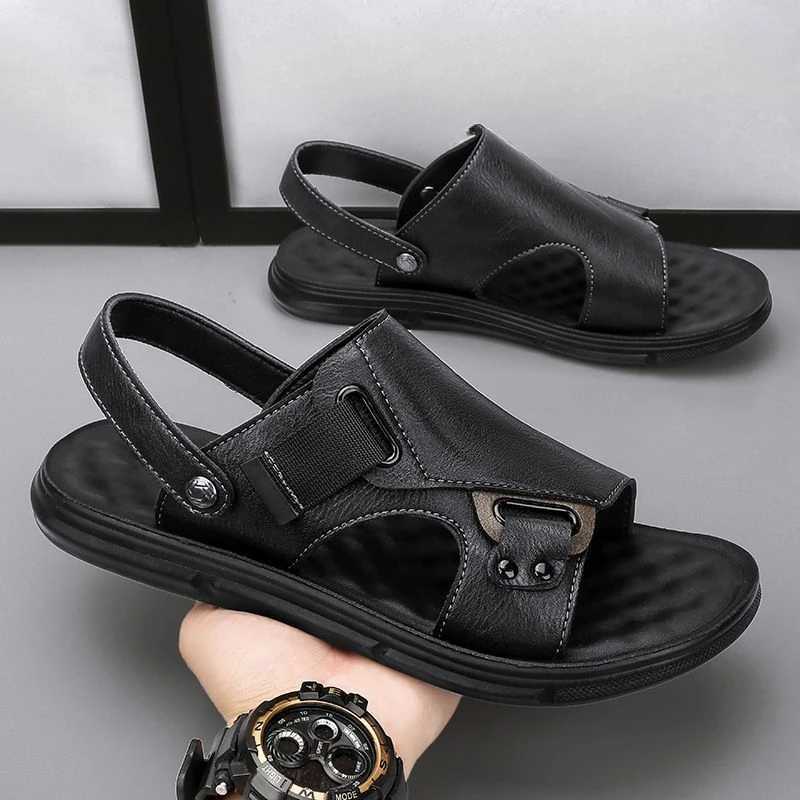 New Arrival Mens Sandals Massage Slippers Outdoor Comfortable Men Beach Shoes Classic Summer Non-Slip Thick-soled Leather Sandals T250220