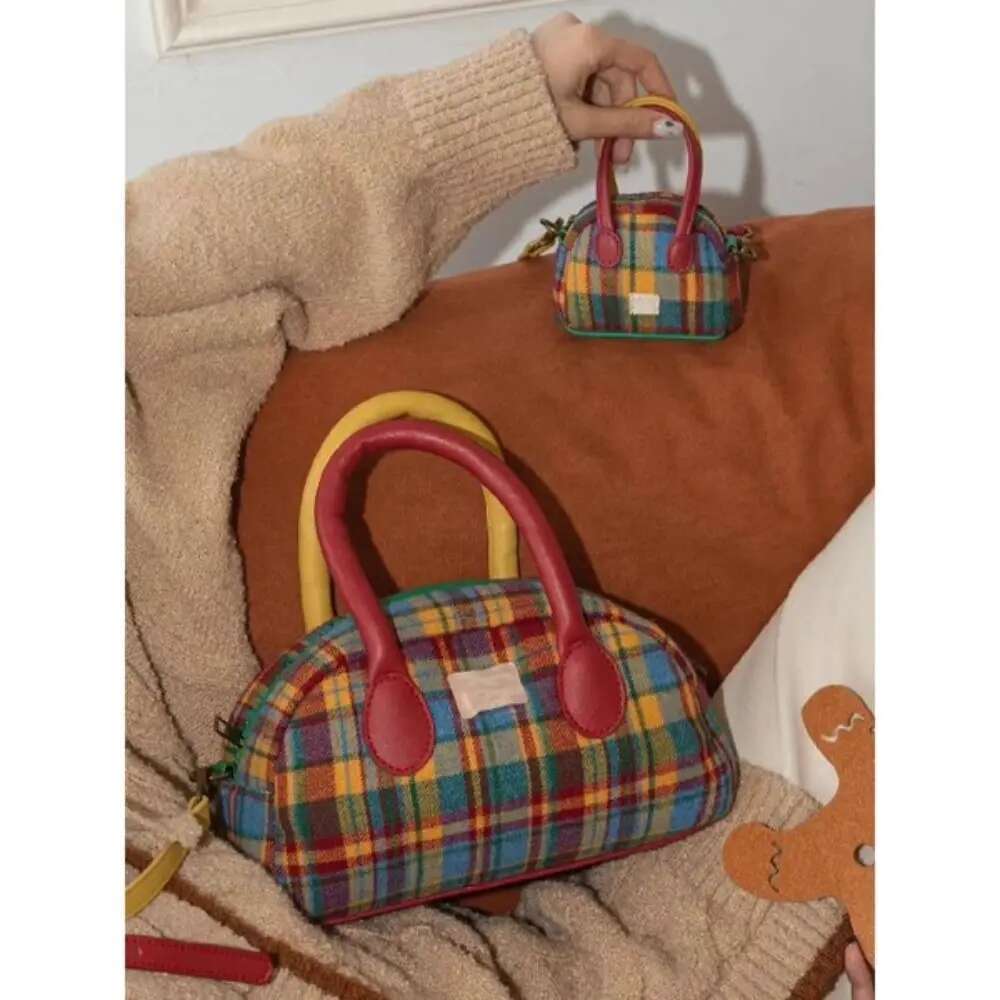 Handbag, Shoulder Bag Purse, Crossbody Bag, Retro Plaid, Headphones Small Christmas Coin Purse Mom Gift