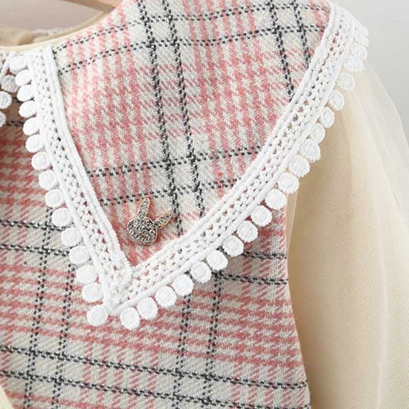 Baby girl dress autumn and winter plain long sleeved lapel girl dress cute casual girl with bag dress X250220
