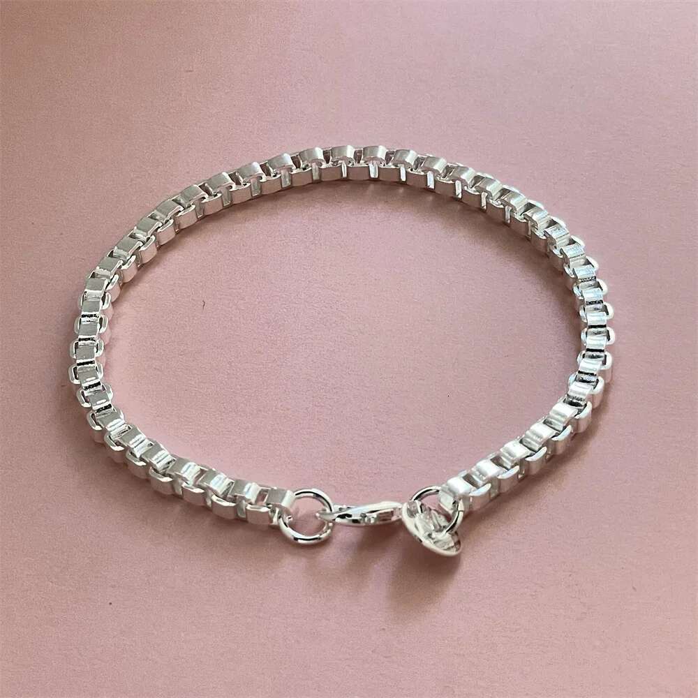 Sterg Sier Bracelet 4MM Venetian Box Exquisite Women Fashion Wedding Party Gift Jewelry