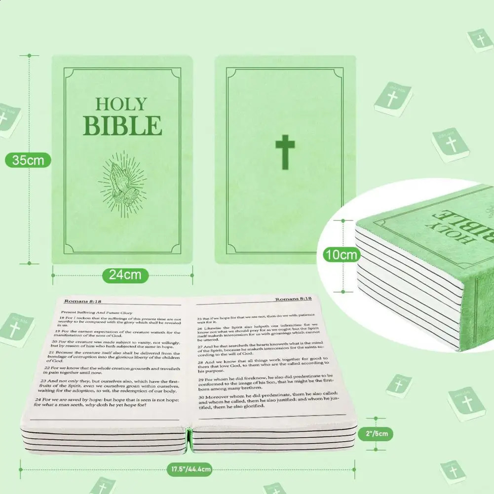 Book shaped pillow istic Bible plush book throw pad durable skin friendly Christian home accent sofa decoration 250109