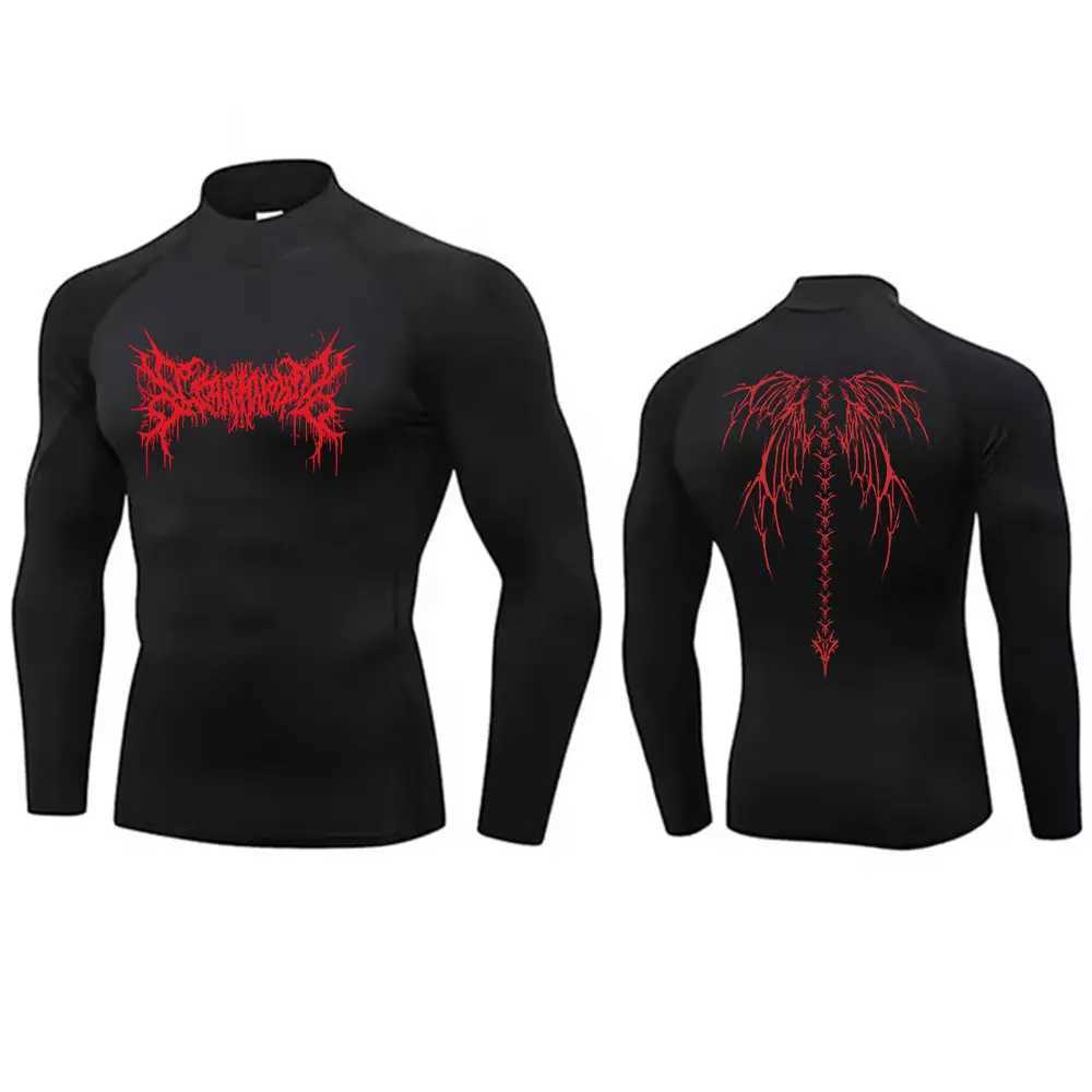 Y2K Mens Turtleneck Compression Shirt Quick Gym Fitness Dry Rash Guard Hight Neck Muscle Athletic Bodybuilding Shirts Summer W250220