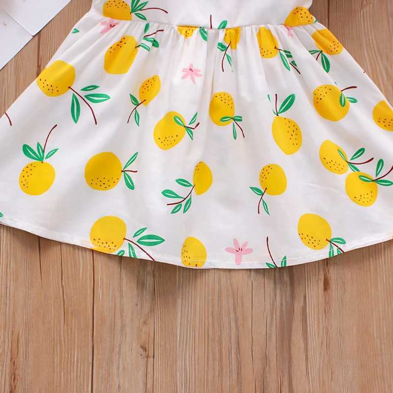 2Pcs/SetSummer girls dress childrens clothing new small suspender bow orange print vest skirt with hat as a gift X250220