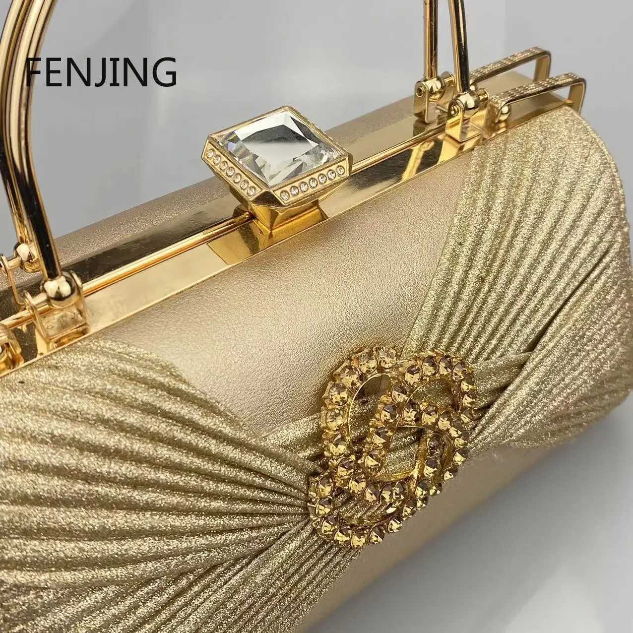 NEW Trend Evening Bags Diamonds Sequined Folds Clutch Purse Female Wedding Party Bride Handbags Flower Rhinestone Shoulder Bags Z250220