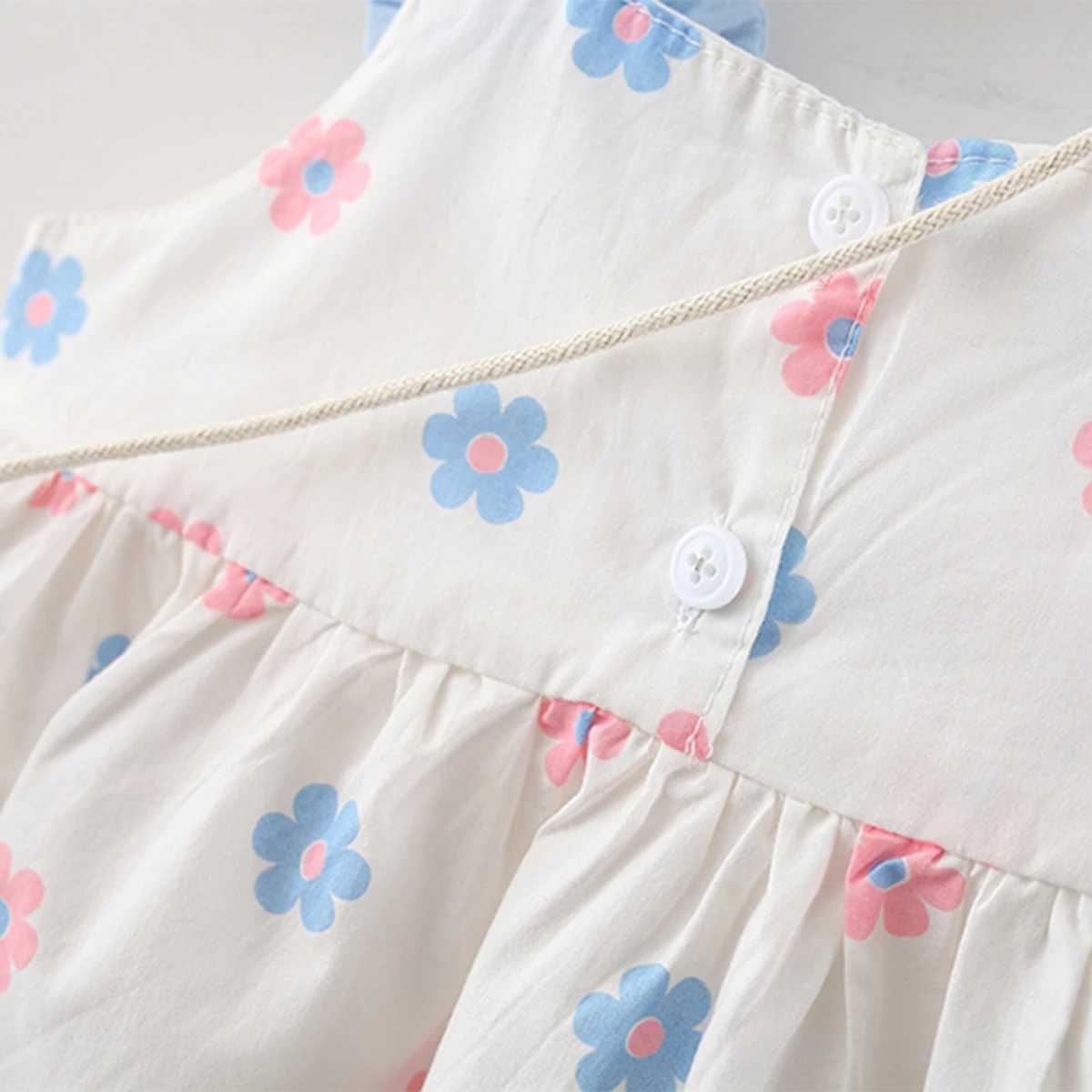 Summer Childrens Clothing Girls New Dress Three-Dimensional Bow Cute Printed Suspender Skirt Sweet Vest Belt Bag X250220