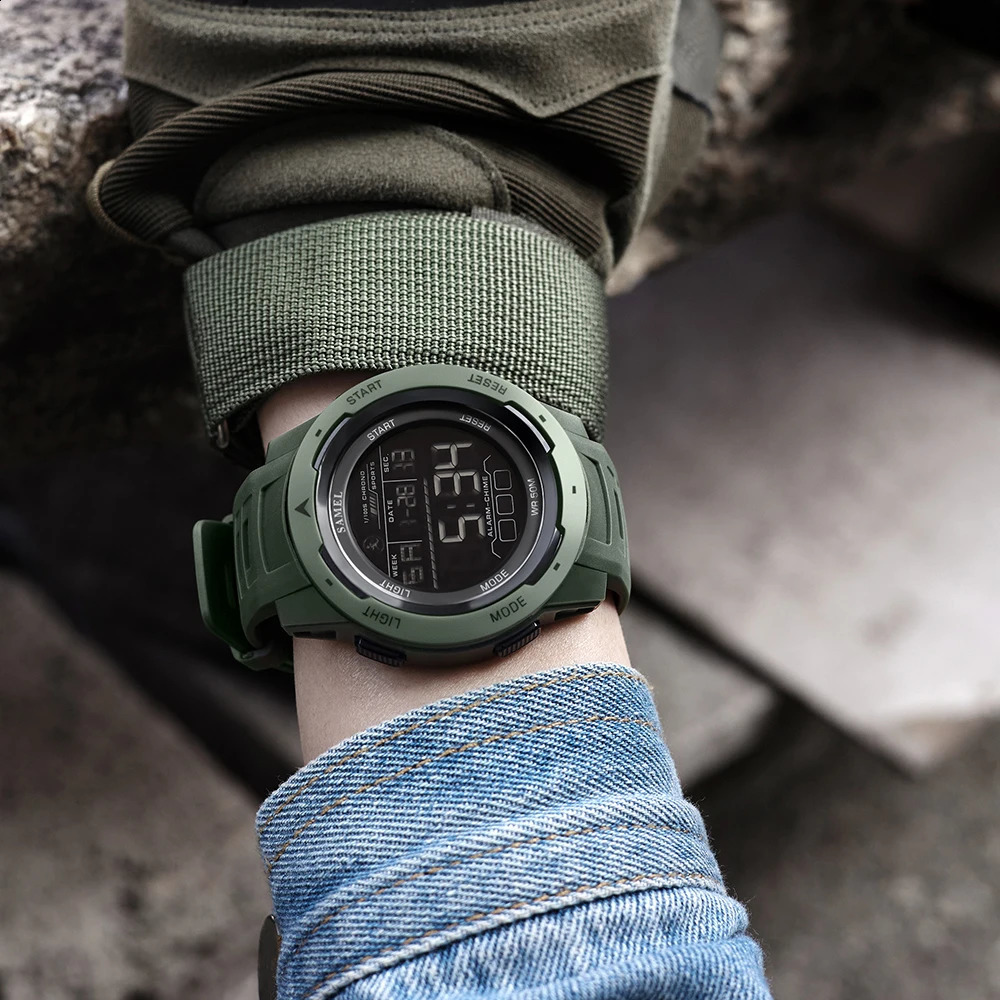 SMAEL Digital Watches Sports LED Wristwatches Mens 50m Waterproof Sport Watch Digital Light Stopwatch 8105 Military Watch Men 250217