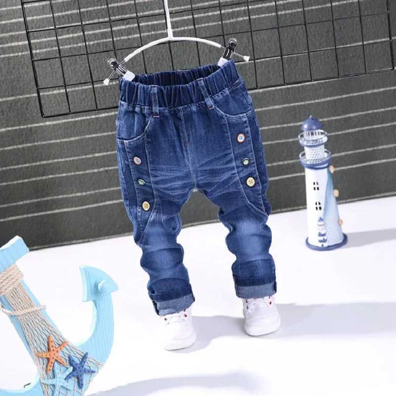 2025 Spring Fashion Boys Jeans Baby casual Color buckle Pants Kids Elastic Jean Boy Trousers Autumn Children Denim 1-6Y Z250220