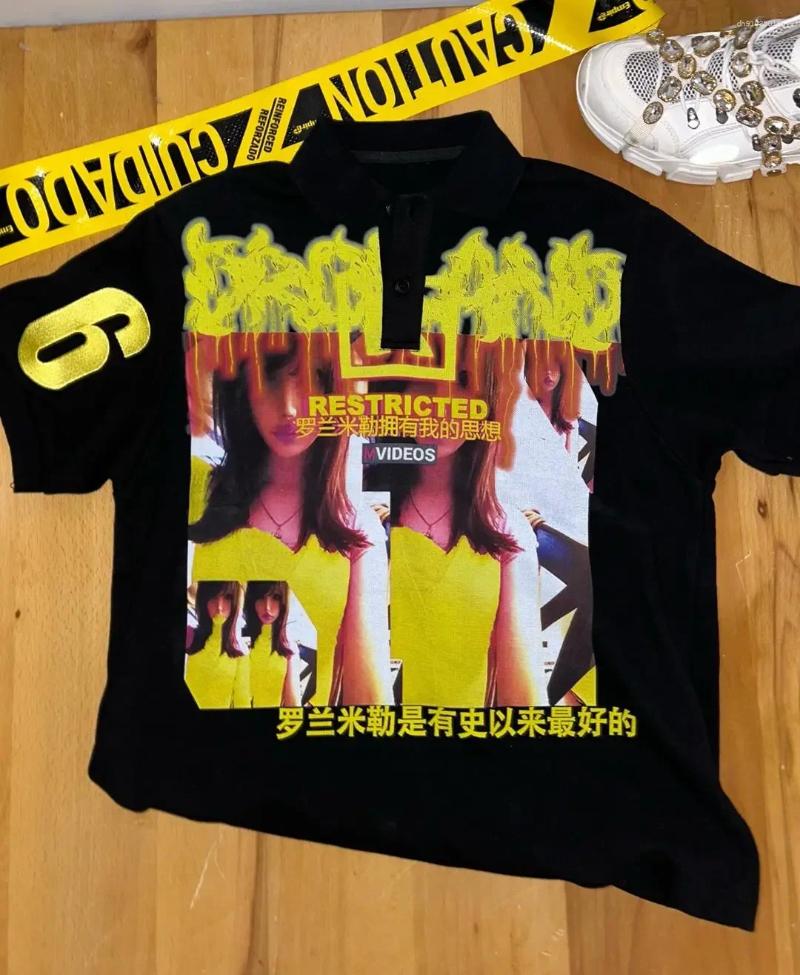 Men's T Shirts Harajuku Drolandmiller Print Graphic Cotton Tops Retro Men Women Goth Style Short Sleeve Streetwear