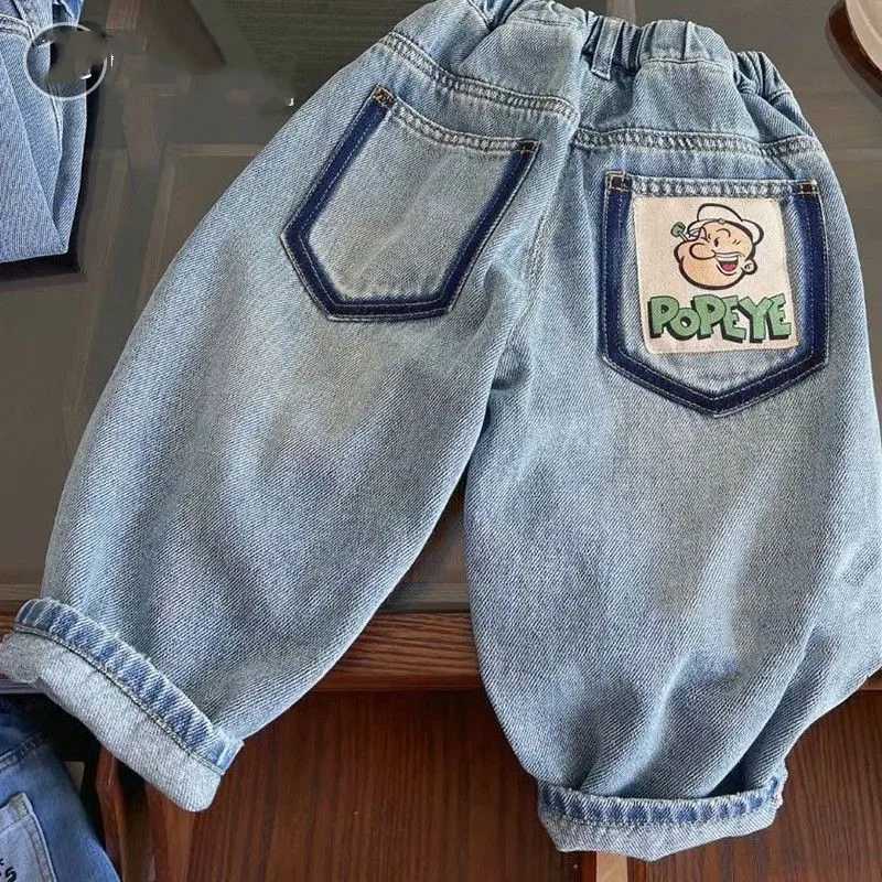 Spring and Autumn Boys Jeans New Fashionable Simple Loose Casual Straight Tube Pants Baby Pants Z250220