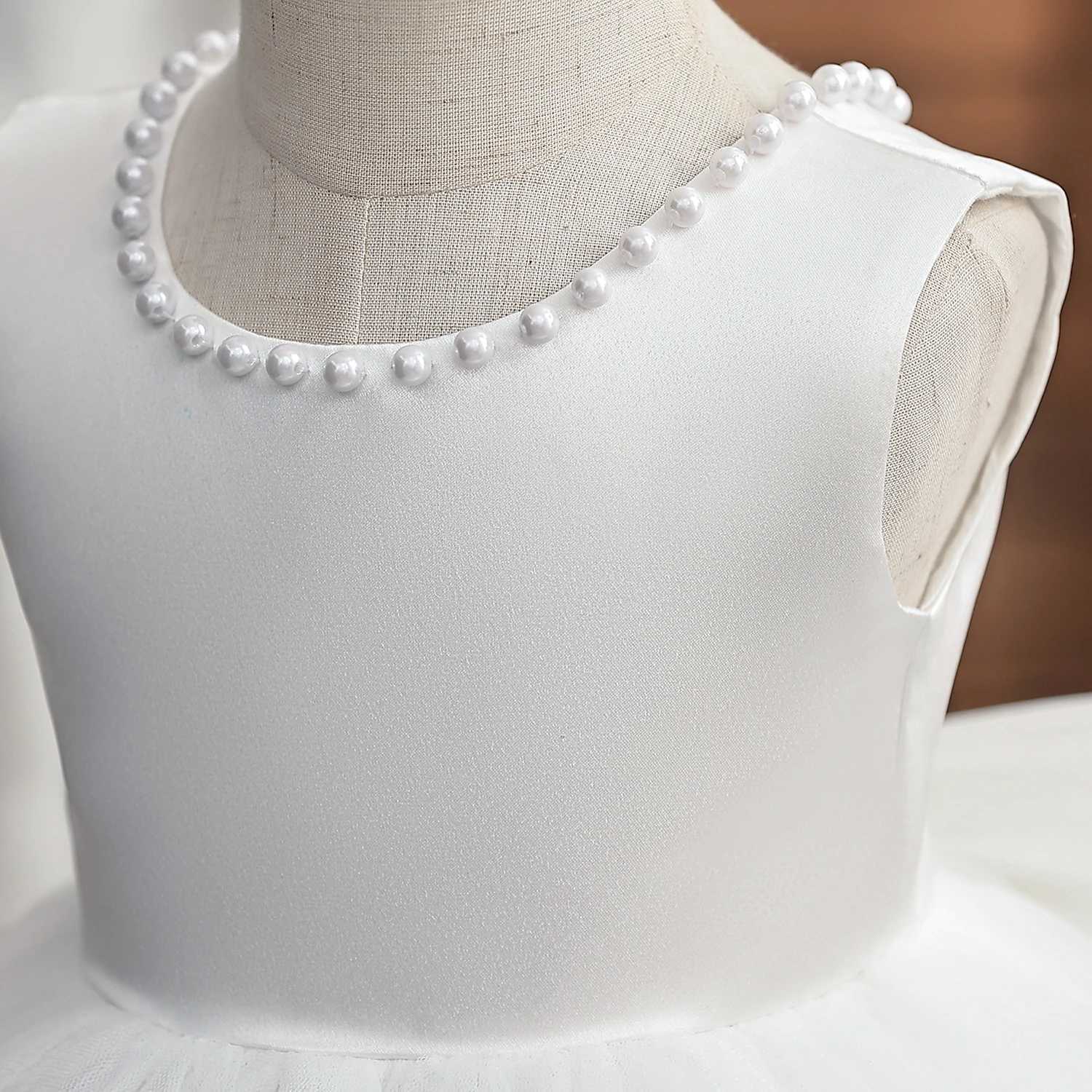 Summer Dress Baby Girls 1st Birthday Christening Party Kids Backless Bow Baby White Dress Beading Wedding Prom Toddler Dresses X250220