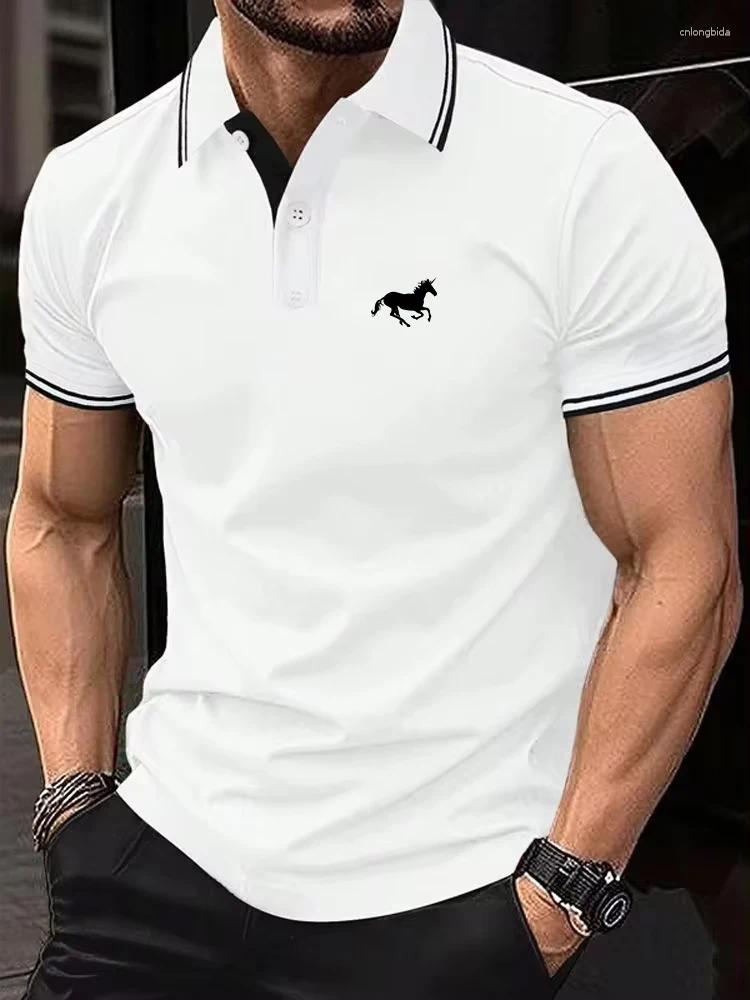 Mens Polos T-shirt Classic Short Sleeved Polo Shirt Summer Top Casual Button Lapel Super Large S-3XL