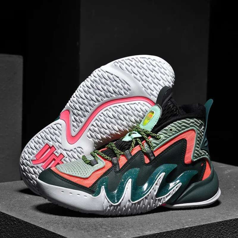 Top-quality Designer Basketball Men Chinese Style Chunky Sneakers Outdoor High-top Sports Fashion Flame Design Walking Shoes