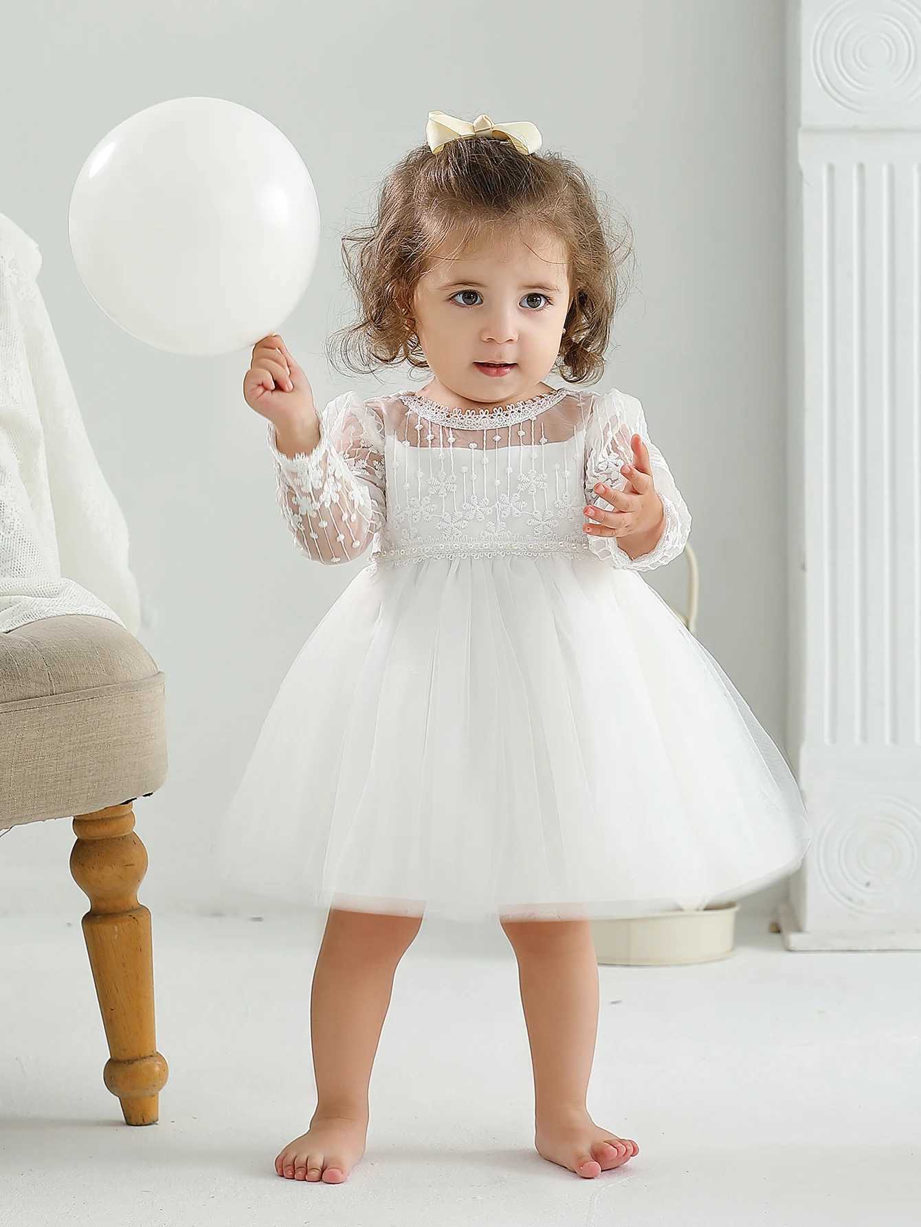 Baby Christening Stuff Dress Baby Dress Girls Party Birthday Wedding Princess White Dresses for Woman X250220