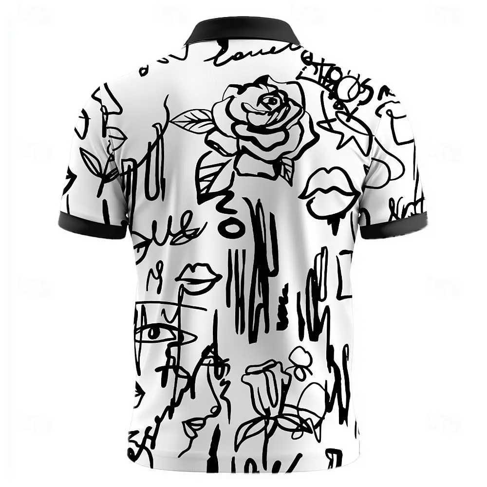 Mens Face Polo T-shirt Mens Short sleeved Top Collar Casual School Outdoor Daily 3D Printed Mens Summer Clothing W250220